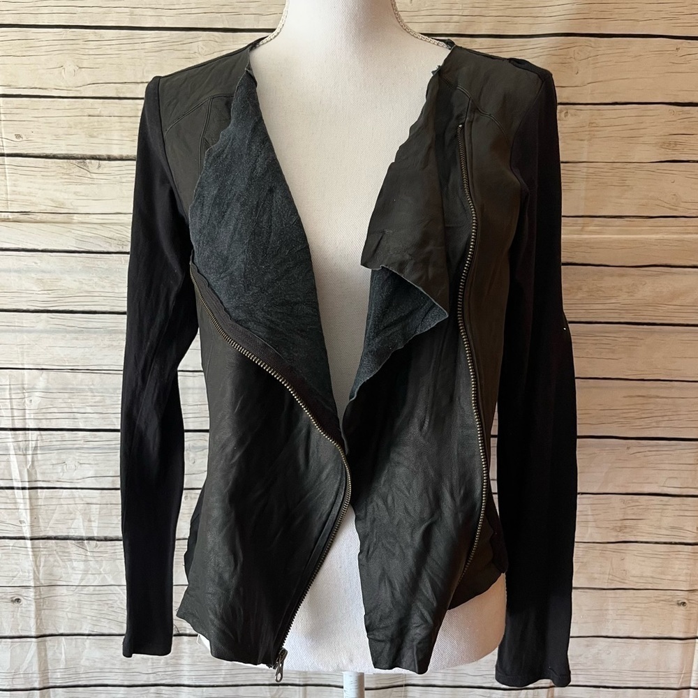 Michael Stars Black Genuine Leather Jacket Size Medium